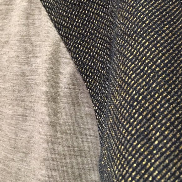 LuLaRoe LLR Elegant Randy raglan tee ★ gray, dark blue + metallic gold ★ size S - Picture 2 of 4